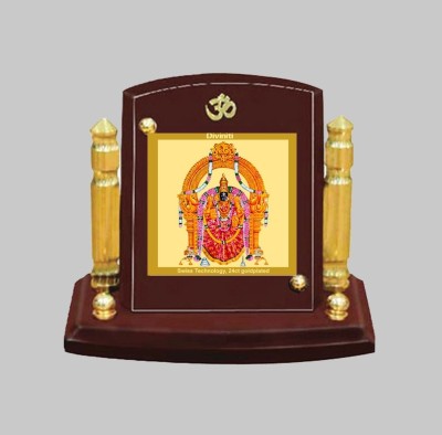 DIVINITI Goddess Padmavathi Idol PhotoFrame CarDashboard Table Décor|MDF 1B P+ Decorative Showpiece  -  7 cm(Wood, Brown)
