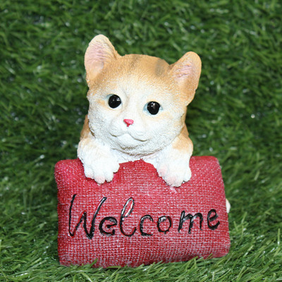 Craftpitaraa Welcome Cat Polyresin Figurine,Cat Decorations Showpiece Handcrafted Sculpture Decorative Showpiece  -  12 cm(Resin, Red)
