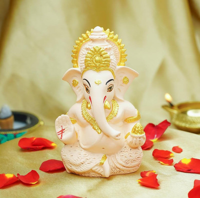 Ridhi Smridhi RidhiSMridhi Ganpati Ji Decorative Showpiece  -  5 cm(Resin, White)