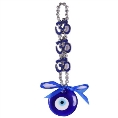 Feng Shui Evil Eye Wall Hanging for Good Luck Prosperity,Success,Health and Wealth Decorative Showpiece  -  24 cm(Plastic, Fabric, Blue, Silver)