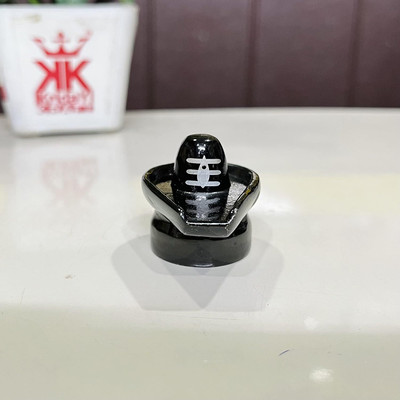 KridayKraft KridayKraft Metal Shivling for Pooja Small Size Shiv Lingam Statue Decorative Showpiece  -  3.5 cm(Aluminium, Black)