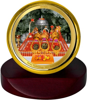 DIVINITI 24K Gold Plated Mata Ka Darbar-1 Photo Frame For Car Dashboard, Home Decor, Puja Decorative Showpiece  -  7 cm(Gold Plated, Multicolor)