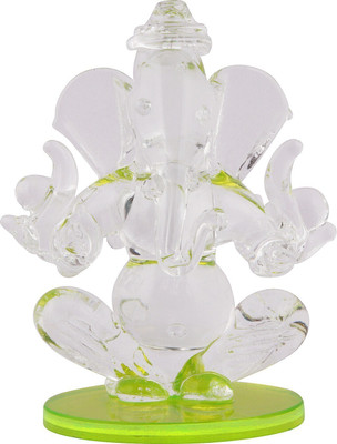 jagriti enterprise Crystal ganesha Twin side face for car dashboard idols /office /study/home/Room Decorative Showpiece  -  3.25 cm(Polyresin, White)