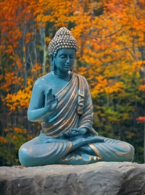 Sankalan Creation Meditating Buddha Decorative Showpiece  -  38 cm(Resin, Multicolor)