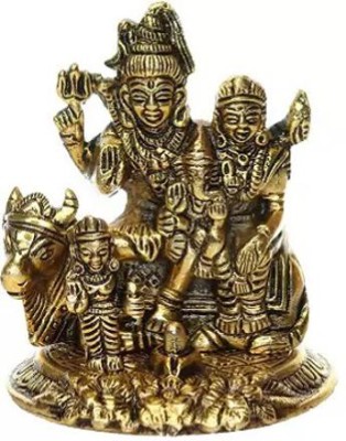 Ansh Trend Ansh Trend Metal Shiv Parvati ji Idol Statue Shiv ji Full Family Statue Decorative Showpiece  -  8 cm(Brass, Metal, Brown)