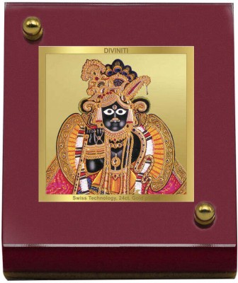 DIVINITI 24K Gold Plated Bankey Bihari Photo Frame For Car Dashboard, Table (Pack of 2) Decorative Showpiece  -  7 cm(Gold Plated, Multicolor)
