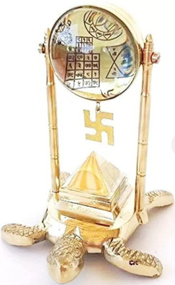 eWorld Money vastu Fengshui Collection Shree Yantra Tortoise Tower Brass Idols Decorative Showpiece  -  10.2 cm(Metal, Gold)