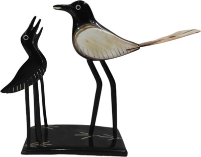 SSD Indmkt Handcrafted Horn Bird Family Figurine Decorative Showpiece  -  25 cm(Wood, Black, Brown)