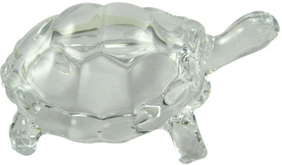 GINNIZ COLLECTION Crystal Turtle Tortoise for Feng Shui Vaastu Gift Career, Luck Decorative Showpiece  -  5 cm(Crystal, Clear)