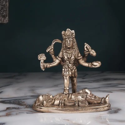 Shoppingrox Kali Mata ( Goddess kali ) God Idol | Brass | Yellow Colour - 11 cm Decorative Showpiece  -  11 cm(Brass, Yellow)