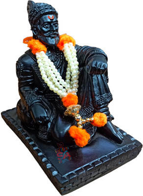 S A Gifts Chhatrapati Shivaji Maharaj Black Statue Maharashtra Freedom Warrior Shivaji Decorative Showpiece  -  9 cm(Marble, Black)