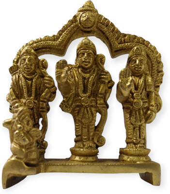 Swarna Brass Pure Brass Ram Darbar Murti | Shri Ram Parivar Statue for Puja & Home Temple Decorative Showpiece  -  13 cm(Brass, Gold)