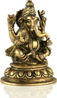CPYFASHION Premium Brass Lakshmi Ganesha Idol for Puja & Home Décor Decorative Showpiece  -  8 cm(Brass, Copper)