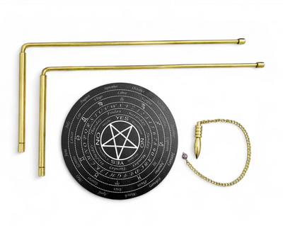 TREEMAISON 5MM Brass Dowsing Rod Pair With Black Board and Dowsing Pendulum (1 Pair) Decorative Showpiece  -  13.5 cm(Brass, Gold)