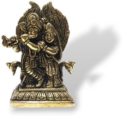 BRASS BLESSING Brass Radha Krishna | Sculpture | For Puja Home Decoration (2641) Decorative Showpiece  -  4 cm(Brass, Multicolor)