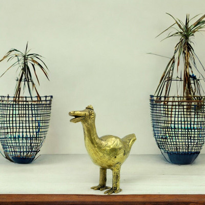 Natriel Majestic Bird Dhokra Art Figurine - Intricate Craftsmanship from Chhattisgarh Decorative Showpiece  -  12 cm(Brass, Gold)