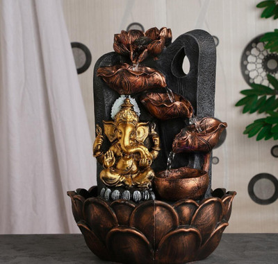 MCrafts flower ganesh Big size water fountain home decor decorative showpeice (18 inch) Decorative Showpiece  -  43 cm(Resin, Gold)