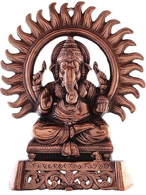DecorHouse Lord Ganesha with Chakra Showpiece Decorative Showpiece  -  27.94 cm(Aluminium, Metal, Copper)