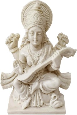 SK Craft White Maa Saraswati Gift Idol Statue Showpiece Sculpture Murti - 12X8 (HxW) cm, Saraswati Idol Statue for Car Dashboard/Home/Office/Shop Decorative Showpiece  -  12 cm(Polyresin, Multicolor)