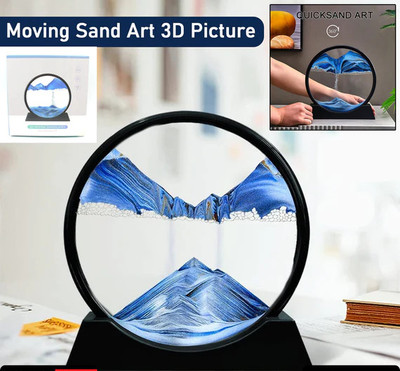 Pamidhar 3D Dynamic Sand Art Decor Moving Sand Art Picture Deep Sea Sandscape Decorative Showpiece  -  21 cm(Glass, Plastic, Blue)