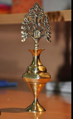 MiiArt brass surmedani with funnel/kuppi and surma use in eye's muckap Decorative Showpiece  -  4 cm(Brass, Gold)