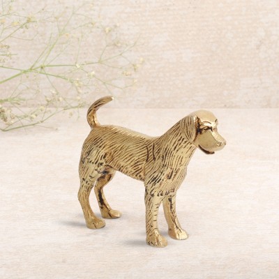 Rolimoli Brass Animal Dog Sculpture Statue Handcrafted Idol (Size : 10cm Length) Decorative Showpiece  -  7.7 cm(Brass, Gold)