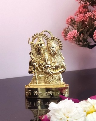 A & S VENTURES Decors Handicraft Gold Plated Shiv parivar Idol for CarMandir Decorative Showpiece  -  15 cm(Gold Plated, Gold)