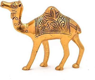 Instalogy Golden Metal Rajasthani Camel Showpeice Decorative Showpiece  -  10.2 cm(Brass, Gold)