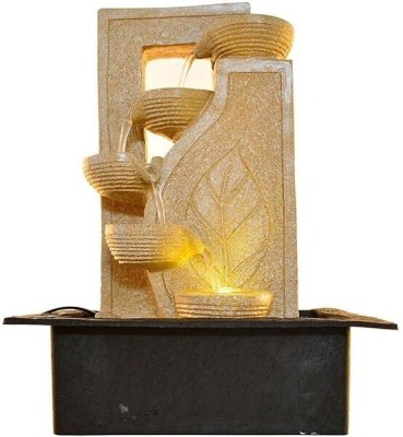 homicraft 4 Steps Tabletop Waterfall Fountain, LED Lights, Indoor Zen Home Decor Decorative Showpiece  -  40 cm(Resin, Peach)