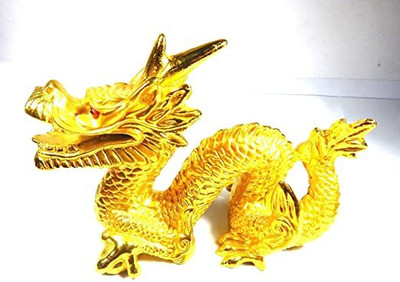 Zoltamulata Chinese Golden Dragon Snake Dragon Symbol of Power Fengshui Decorative Showpiece  -  5 cm(Resin, Multicolor)