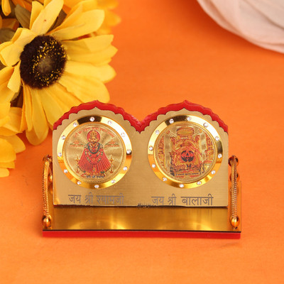 Divine Collections Enterprises Khatushyam and Balaji Decorative Showpiece for Home Temple & Car Dashboard Decorative Showpiece  -  8 cm(Wood, Gold)