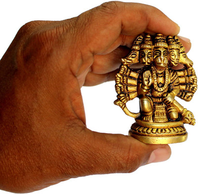 Chkoteravatiya ashvadhatu material Small Brass Hanuman ji Idol 2.5 inches Decorative Showpiece  -  6 cm(Brass, Gold)