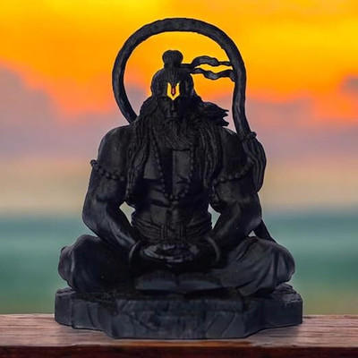 Mishtukocrafts Black Meditating Hanuman Ji Statue/murti for mandir/office/room/gifts 4n Resin Decorative Showpiece  -  10 cm(Resin, Black)
