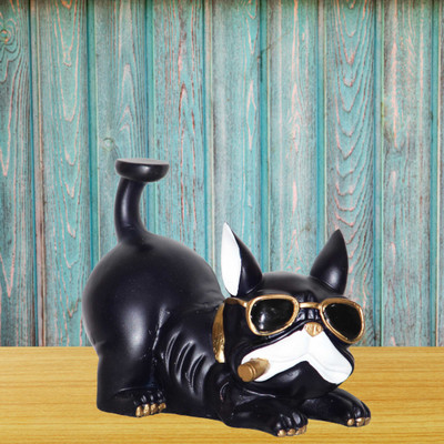 Flipkart SmartBuy Lovable Dog Showpiece - Adorable Home Decor - Celebrating Canine Charm Decorative Showpiece  -  14.4 cm(Polyresin, Blue, White, Gold)