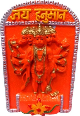 Tanvi collections Hanuman Ji Door Plate || Panchmukhi Hanuman Wall Hanging Decorative Showpiece  -  16 cm(Polyresin, Orange)