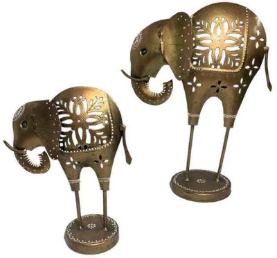 Craferia Export Metal Elephant Tea Light Candle Holder Stand Decorative Showpiece For Home Decorative Showpiece  -  33 cm(Iron, Gold)