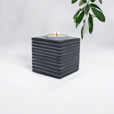 Natriel Hand-Carved Soapstone T-Light Holder – Elegant Design for Any Room Décor Decorative Showpiece  -  6 cm(Stone, White)