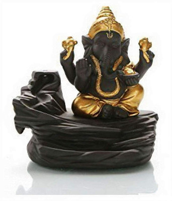 A & S VENTURES Handmade Ganesh Backflow Smoke Fountain with Free 10 Scented Cone Incense Decorative Showpiece  -  12 cm(Polyresin, Brown)