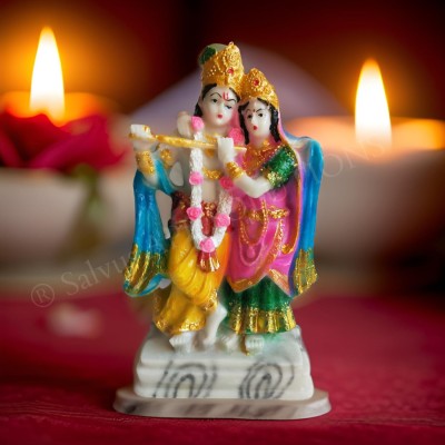 salvusappsolutions Polyresin Radha Krishna Idol for Pooja (Multicolor_5x9 Inch) Decorative Showpiece  -  23 cm(Polyresin, Multicolor)
