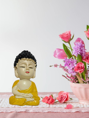 WINDCHIMES Bhavani Art & Craft Bhakti Buddha for Car Dashboard 6cm Decorative Showpiece  -  6 cm(Polyresin, Yellow, Red, Orange, Blue)