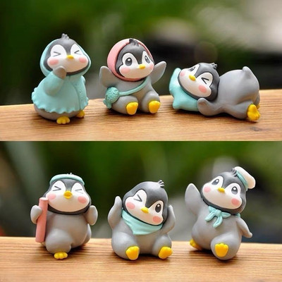 Satyam Kraft 1 Set Cute Penguin Miniature Toy Figurine Multiuse(6 pieces) Decorative Showpiece  -  3.5 cm(Polyresin, Multicolor)