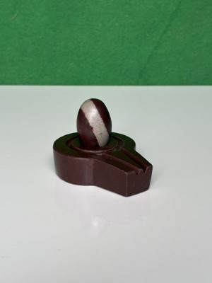 Shivam Vastu Kala Shivling Art Antique Narmdeshwar Shivling /Small Narmdeshwar Shivling Decorative Showpiece  -  2.5 cm(Stone, Red, White)