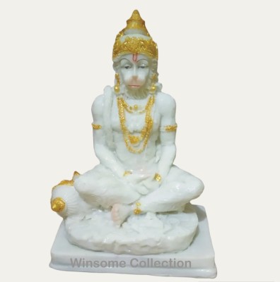 WINSOME COLLECTION Hanuman Idol Bajrang Bali Ji Murti Statue for Puja ghar Decorative Showpiece  -  15 cm(Polyresin, White)