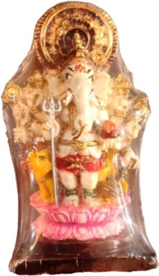 HOIVA (Pack of 1) Drishti Vinayaka I Drishti Ganesha Ploy marble Idol/Antique Finish Decorative Showpiece  -  10 cm(Marble, Multicolor)