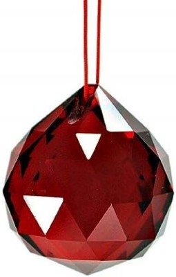 ASTROTALKS Crystal Ball Hanging Feng Shui Vastu Sphatik Prism Ball 30 mm for Good Luck Decorative Showpiece  -  5 cm(Crystal, Red)
