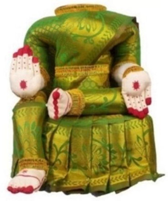 PurpleBliss 15 Inch Varalakashmi Pooja Saree Draped Ready Goddess Doll Decorative Showpiece  -  38 cm(Fabric, Green)