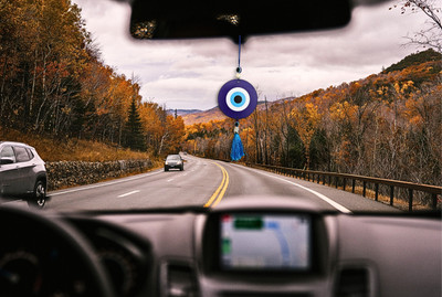 JIYU CREATION Evil Eye Car Hanging | Nazar Battu Charm | Spiritual Decor for Car & Home Decorative Showpiece  -  7.5 cm(Plastic, Blue)