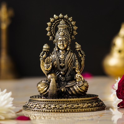 shyam antique creation Goddess Lakshmi Ji Sitting Murti Maa Laxmi Idol Statue for Home Diwali Puja Decorative Showpiece  -  9.525 cm(Brass, Gold)