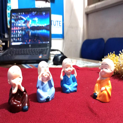 ANENTER Gandhi Monkey Statue (Set of 4)| (3'') (Showpiece) (4 cm x 6.5 cm) Decorative Showpiece  -  6.5 cm(Fabric, Multicolor)