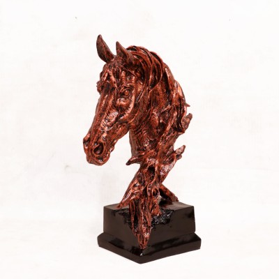 woodsala Horse Head Neck Statue Face Handmade Sculpture Figurines for Home & Living Room Decorative Showpiece  -  38.1 cm(Fiber, Copper)